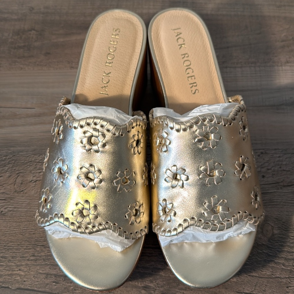 Jack Rogers Gold Women's Wedge Sandals - Picture 6 of 8